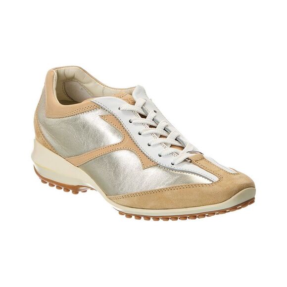 Tod’S Leather & Suede Sneaker, Gold - Picture 1 of 5